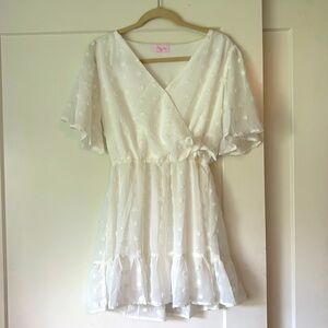 White flowy dotted mini dress